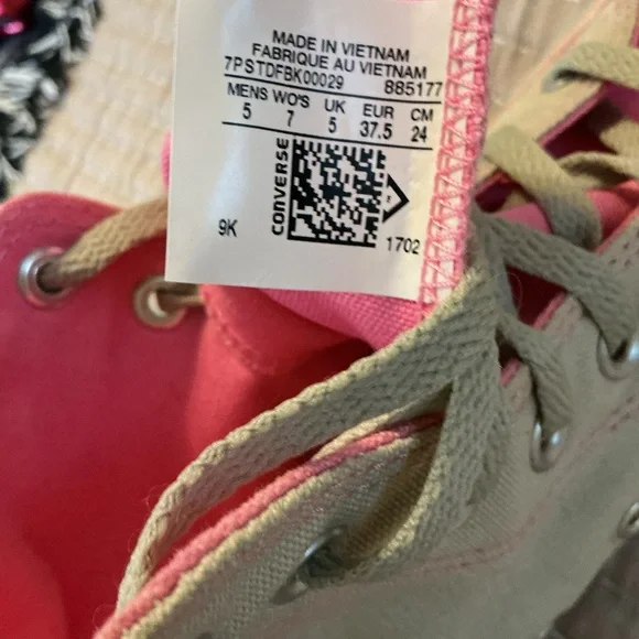 ‼️Converse All Star Chuck Taylor Custom High-Top Sneakers - Pink and Pale grey - Picture 9 of 11